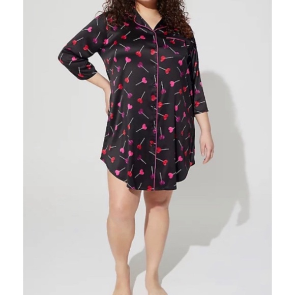 🆕 💕 Heart Lollipop Dream Satin Button Through Sleep Gown 1 1X 14 16 NWT Torrid - Picture 2 of 6